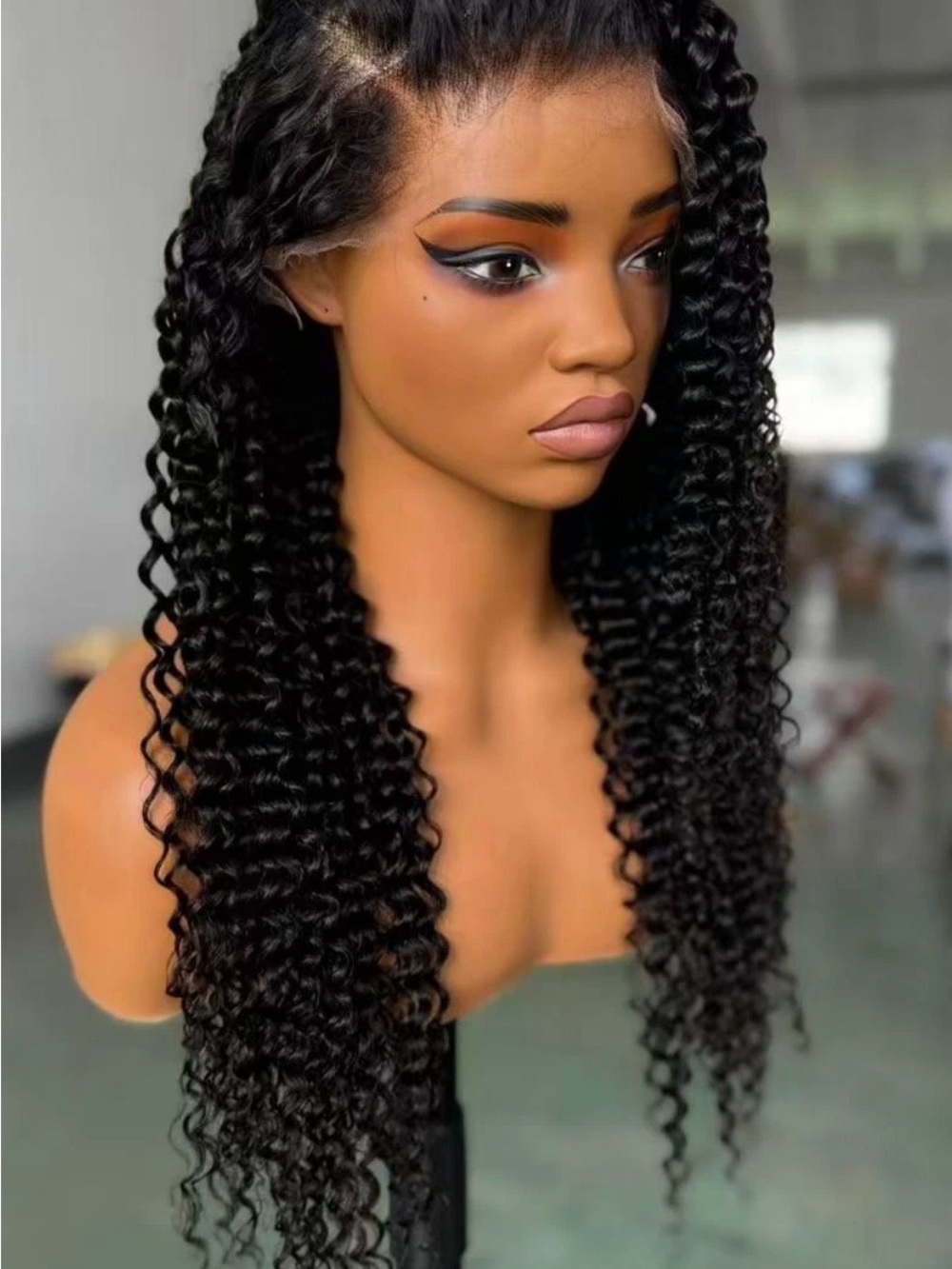 Premium Black Deep Wave Lace Front Wig for Women